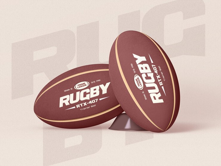 PSD mockup de la marque de la balle de rugby