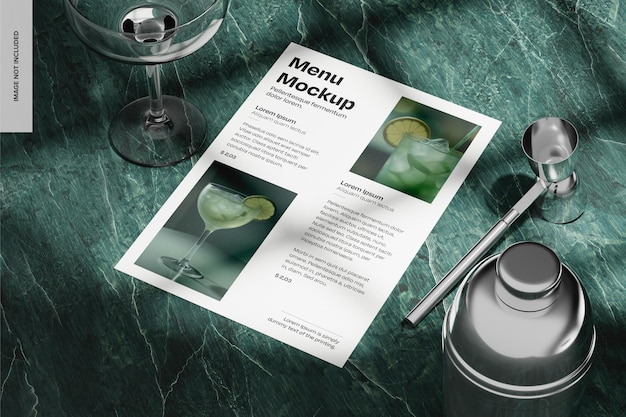 Mockup del menú de la barra