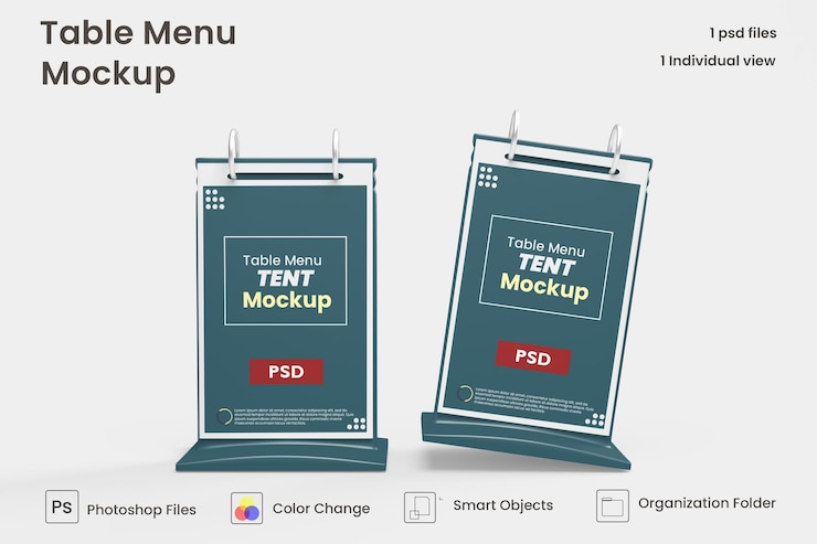 PSD mockup de menú y carpa de mesa premium psd