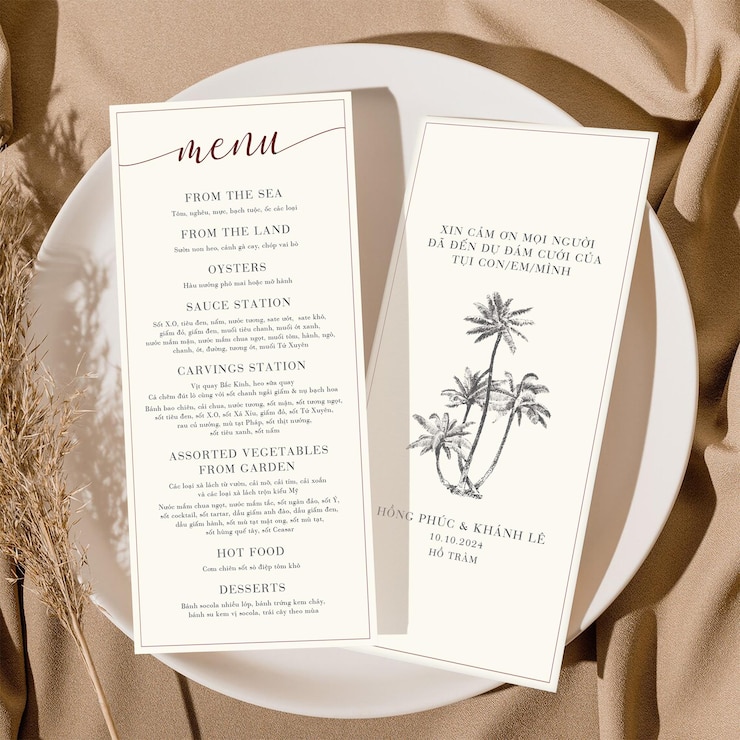 PSD mockup menu invito a nozze con line art modello di carta di nozze minimalista matrimonio moderno alla moda