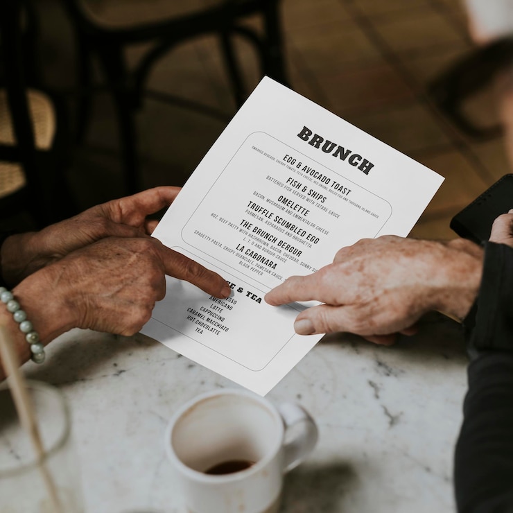 PSD mockup del menú del restaurante especialidades del almuerzo psd