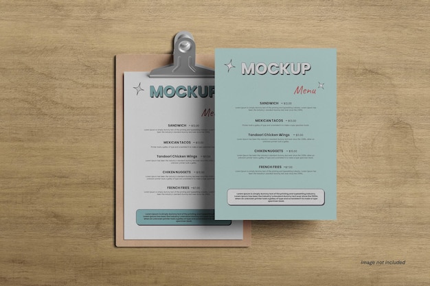 Mockup de menú de restaurante