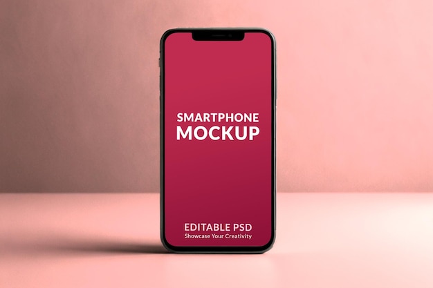 Mockup minimalista de teléfono inteligente PSD editable para la presentación de aplicaciones e interfaz de usuario