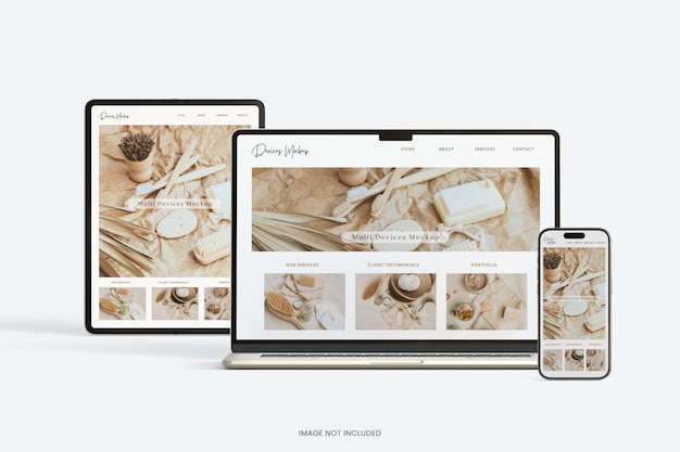 Mockup minimalista de varios dispositivos