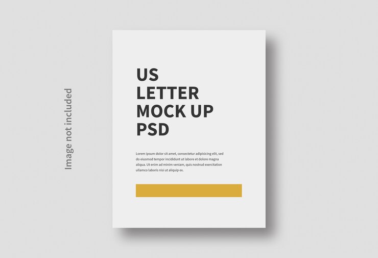 PSD mockup minimo di dimensioni pagina lettera usa realistico isolato