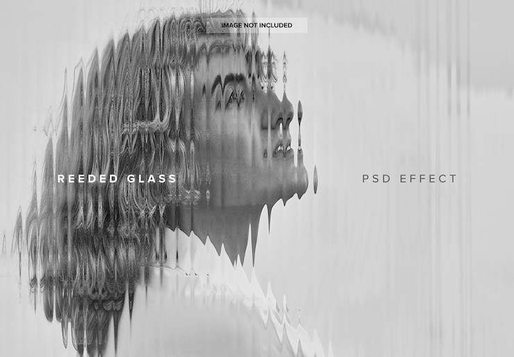 PSD mockup mit reeded-glas-fotoeffekt
