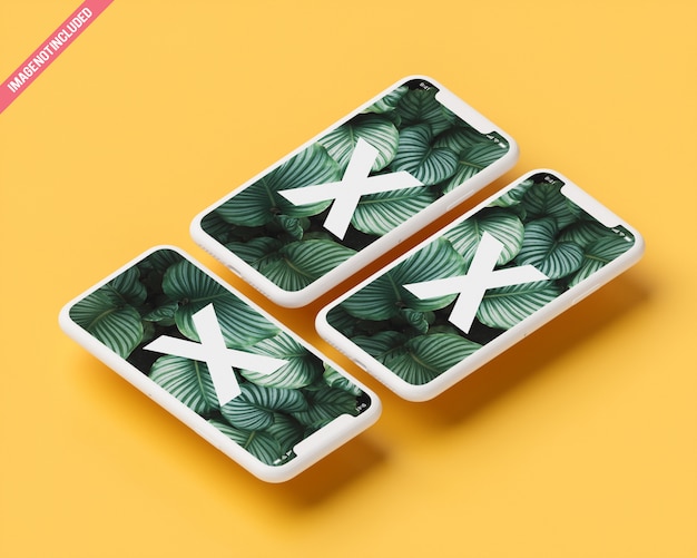 Mockup mobile triplo
