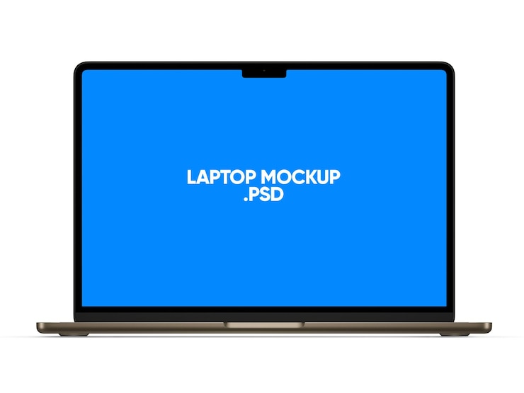Mockup moderno dello schermo del laptop con vista frontale con sfondo alfa