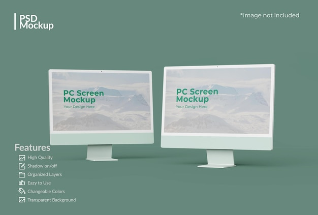 Mockup moderno isolato dello schermo del PC