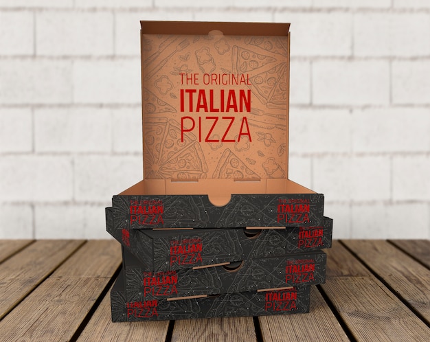 PSD mockup de montón de cajas de pizza