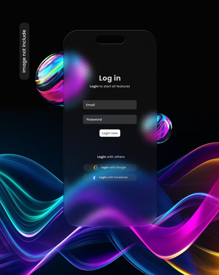 Mockup de morfismo de gas para la interfaz de usuario de inicio de sesión
