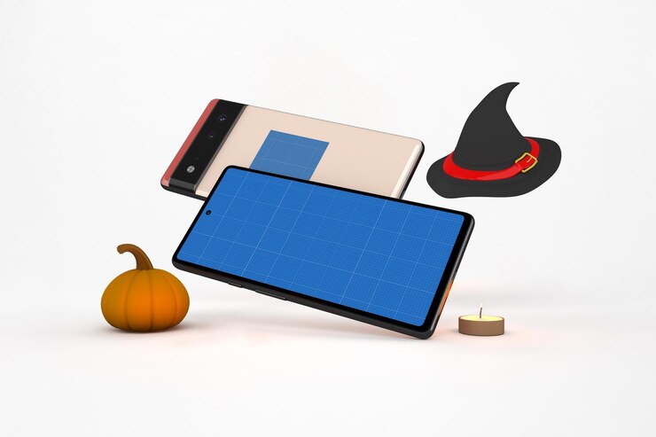 PSD mockup móvil de halloween 6
