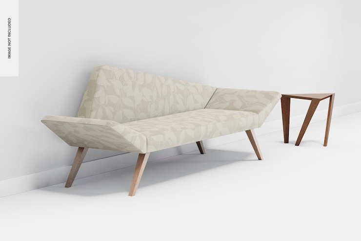 PSD mockup de muebles de tela retro, vista izquierda