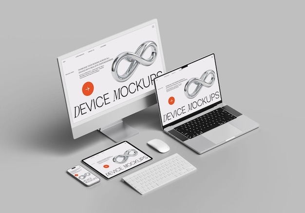 Mockup multi-appareil réactif pour la vitrine d'une application ou d'un site Web