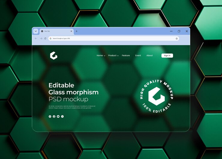 PSD mockup del navegador de presentación del sitio web