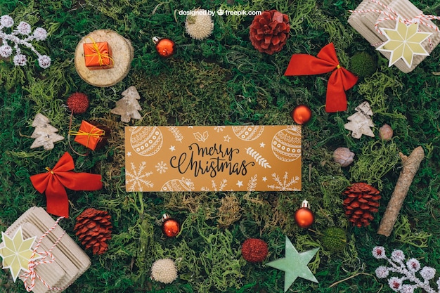 PSD mockup de navidad con banner