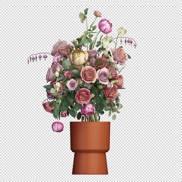mockup of 3d rendered plants in pot