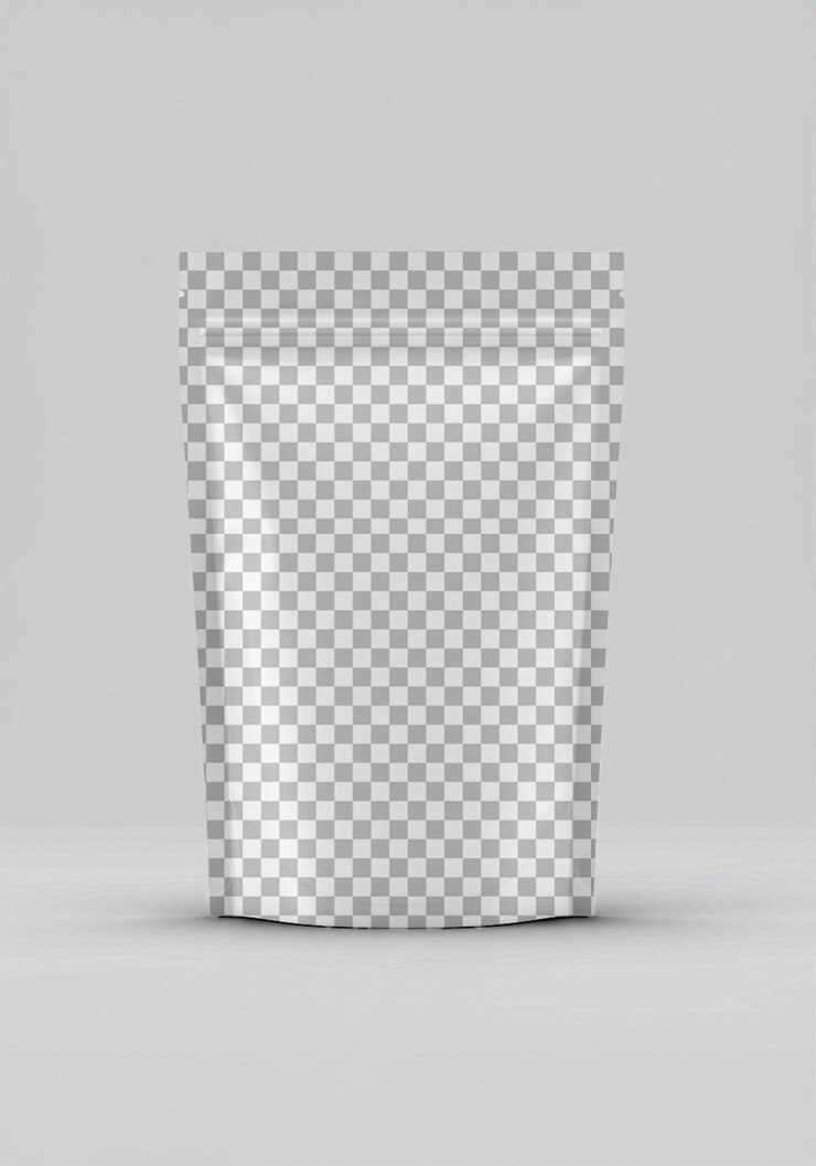 Mockup of a stand up pouch Ideal for showcasing branding for food pet treats or other products