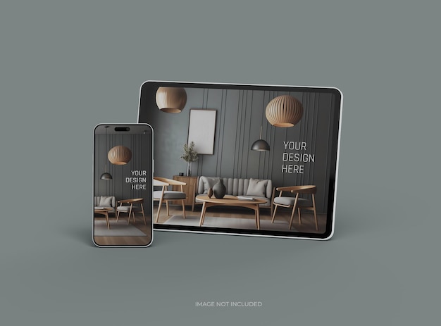 mockup of smartphone and tablet for uiux product showcase 3d render