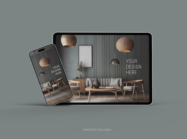 mockup of smartphone and tablet for uiux product showcase 3d render