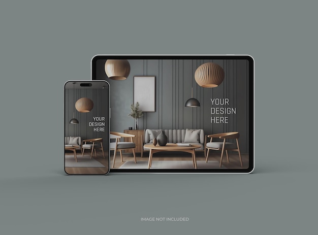 mockup of smartphone and tablet for uiux product showcase 3d render