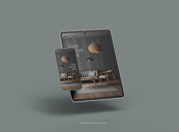 Mockup of smartphone and tablet for UIUX Product Showcase 3D Render
