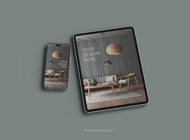 Mockup of smartphone and tablet for UIUX Product Showcase 3D Render