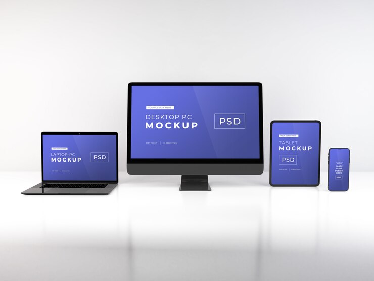 PSD mockup of various realistic devices