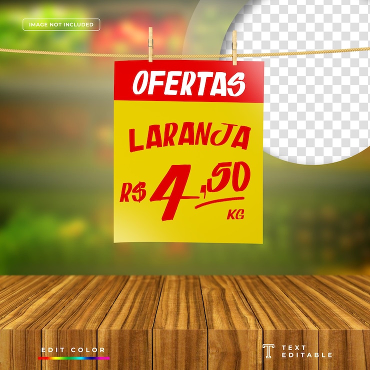 PSD mockup oferece pôster com base de madeira