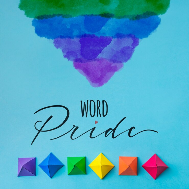 PSD mockup orgullo gay formas de origami
