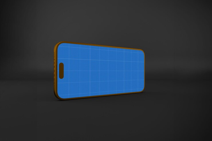 PSD mockup de oro del teléfono 16 pro max horizontal