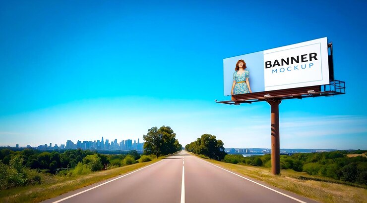 PSD mockup de la pancarta de anuncios