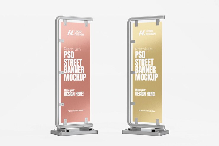 Mockup de pancartas callejeras renderizadas en 3D para publicidad y promoción