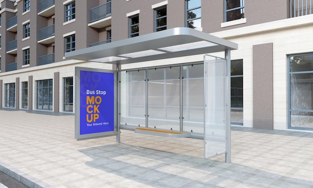 Mockup d'un panneau d'affichage d'un arrêt de bus