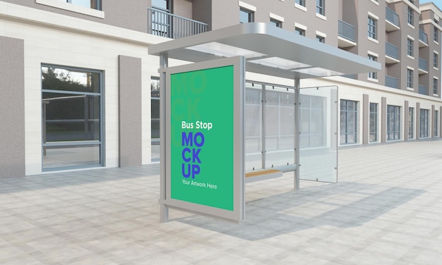 Mockup d'un panneau d'affichage d'un arrêt de bus