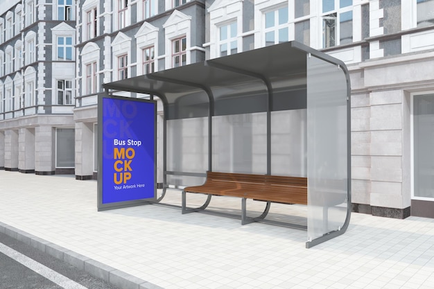 Mockup d'un panneau d'affichage d'un arrêt de bus