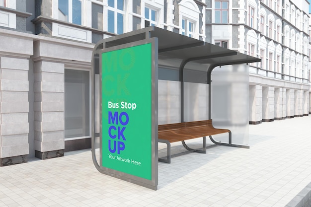 Mockup d'un panneau d'affichage d'un arrêt de bus