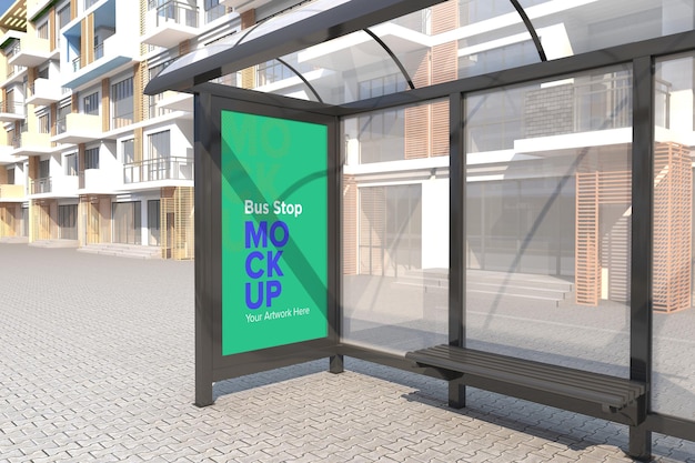 Mockup d'un panneau d'affichage d'un arrêt de bus