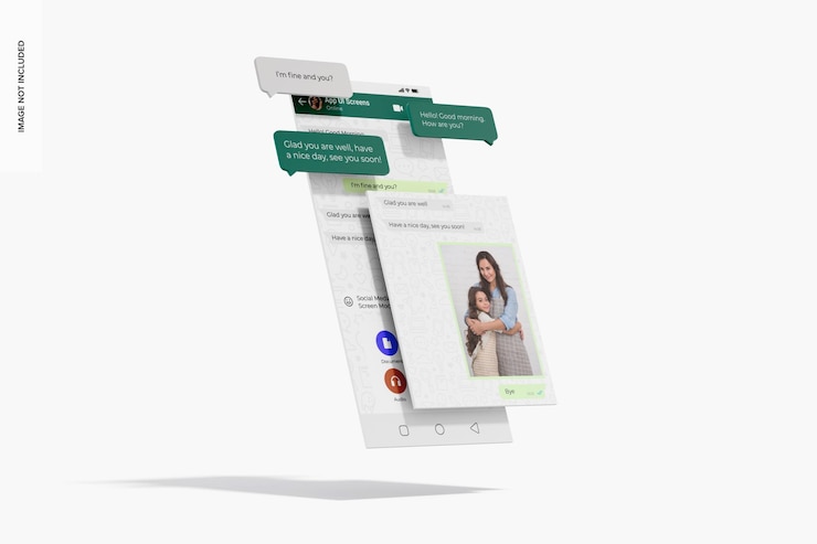 PSD mockup de la pantalla de la aplicación de las redes sociales, cayendo