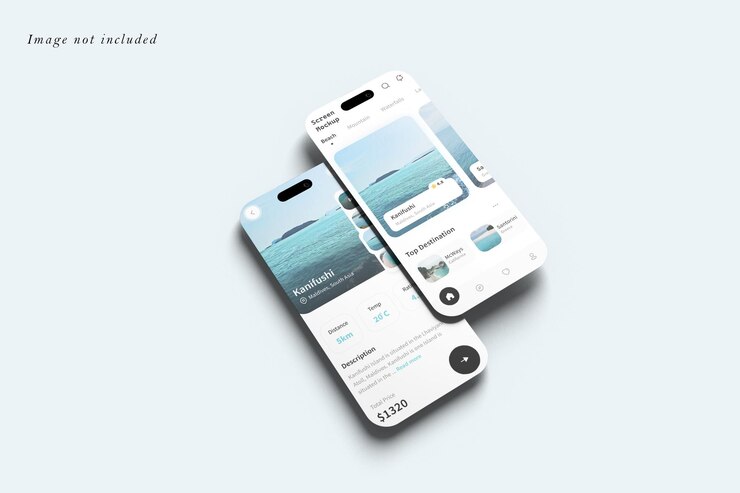 PSD mockup de la pantalla de la aplicación