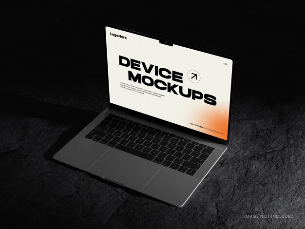 Mockup de la pantalla de la computadora portátil en el Flat Rock Psd