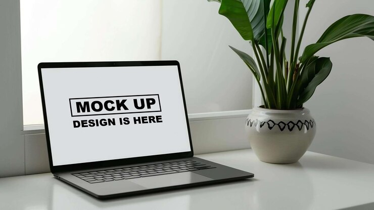 Mockup de la pantalla de la computadora portátil Mockup del mostrador de la laptop Mockup la pantalla del mostrador Mockup Mockup digital Mockup PSD Mockup gratuito PSD