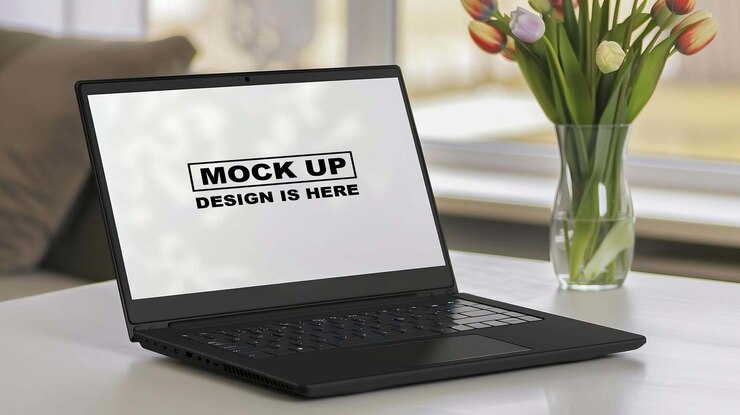 Mockup de la pantalla de la computadora portátil Mockup del mostrador de la laptop Mockup la pantalla del mostrador Mockup Mockup digital Mockup PSD Mockup gratuito PSD