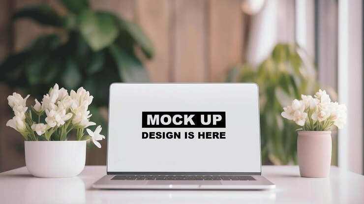 Mockup de la pantalla de la computadora portátil Mockup del mostrador de la laptop Mockup la pantalla del mostrador Mockup Mockup digital Mockup PSD Mockup gratuito PSD