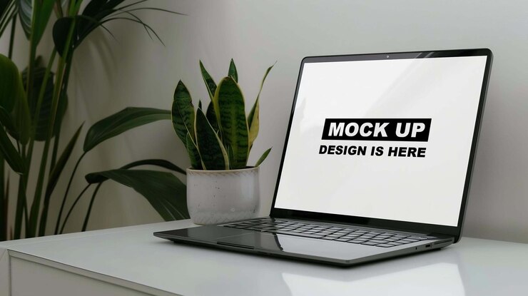 Mockup de la pantalla de la computadora portátil Mockup del mostrador de la laptop Mockup la pantalla del mostrador Mockup Mockup digital Mockup PSD Mockup gratuito PSD