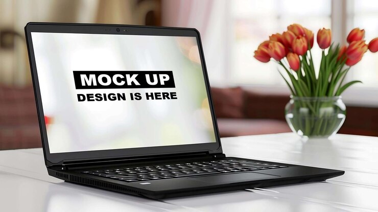 Mockup de la pantalla de la computadora portátil Mockup del mostrador de la laptop Mockup la pantalla del mostrador Mockup Mockup digital Mockup PSD Mockup gratuito PSD