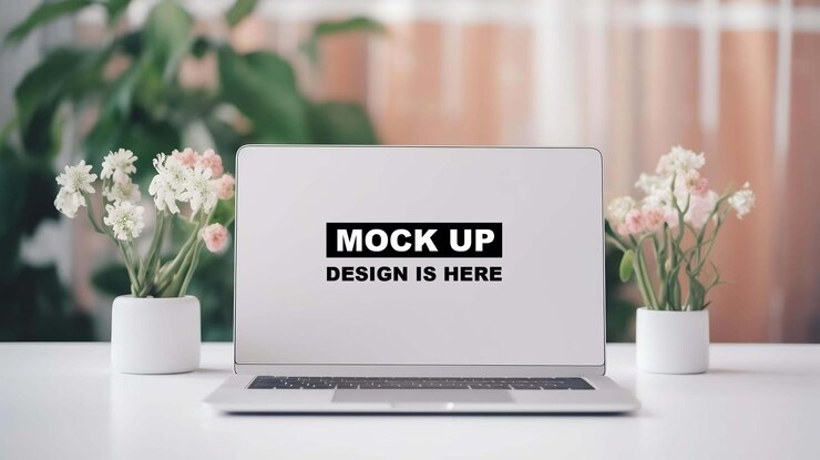 Mockup de la pantalla de la computadora portátil Mockup del mostrador de la laptop Mockup la pantalla del mostrador Mockup Mockup digital Mockup PSD Mockup gratuito PSD