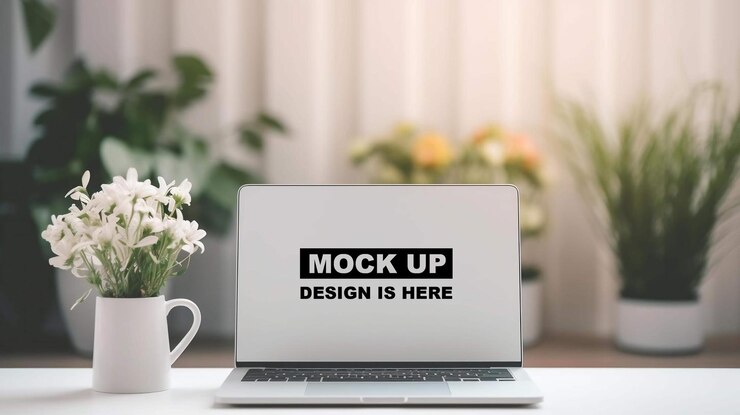 Mockup de la pantalla de la computadora portátil Mockup del mostrador de la laptop Mockup la pantalla del mostrador Mockup Mockup digital Mockup PSD Mockup gratuito PSD