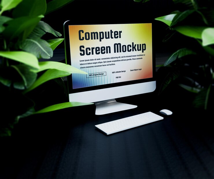 PSD mockup de pantalla de computadora realista pantalla de alta resolución o muestra de pantalla de ordenador mockup pantalla moderna