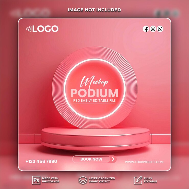 Mockup de pantalla de escenario rosado para la presentación de productos